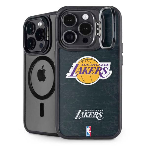 NBA Los Angeles Lakers Black Primary Logo iPhone 15 Pro Kickstand Case